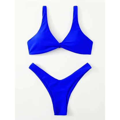 Sexy Micro Bikini Bathing Suit Women Solid Color Split Bondage Bikini Push Up Summer 2025 New Swimsuit 2 Piece Beachwear Biquini