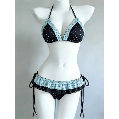 Polka Dot Ruffle Skirt Bikini Set