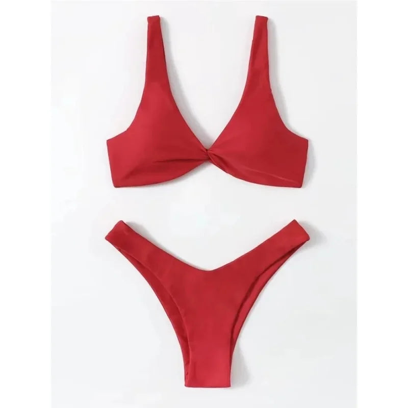 Sexy Micro Bikini Bathing Suit Women Solid Color Split Bondage Bikini Push Up Summer 2025 New Swimsuit 2 Piece Beachwear Biquini