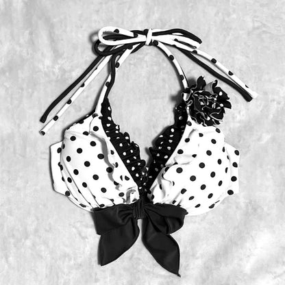 Harajuku Style Polka Dot Bowknot 3 Piece Swimsuit Women's Bikini Set Summer Casual Y2K Fashion Sexy Bathing Suit Skirt Cover Up