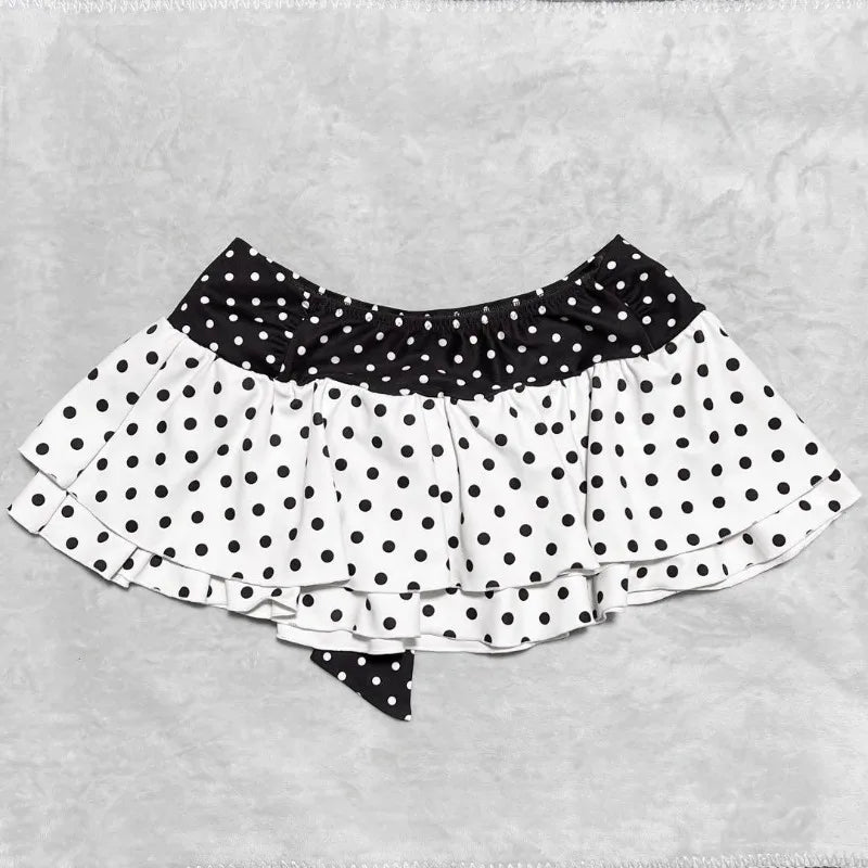 Harajuku Style Polka Dot Bowknot 3 Piece Swimsuit Women's Bikini Set Summer Casual Y2K Fashion Sexy Bathing Suit Skirt Cover Up