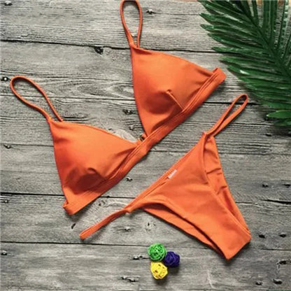 Solid Triangle Micro Bikini Set