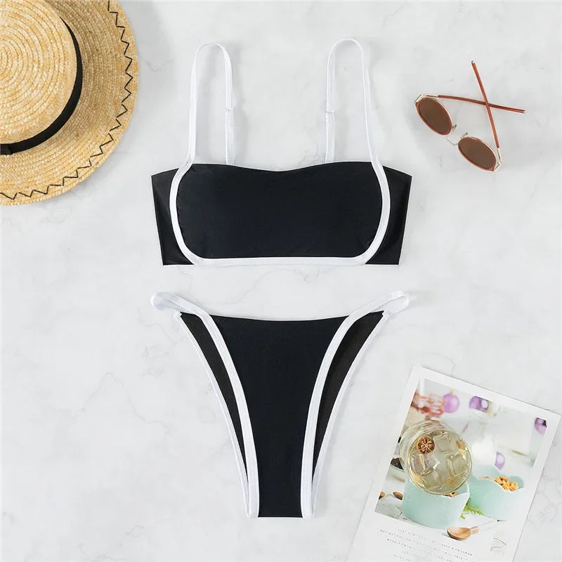 Velourance™ Ruched "Spaghetti" Strap Bikini Set