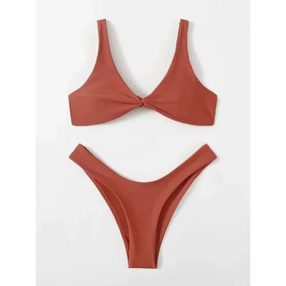 Sexy Micro Bikini Bathing Suit Women Solid Color Split Bondage Bikini Push Up Summer 2025 New Swimsuit 2 Piece Beachwear Biquini
