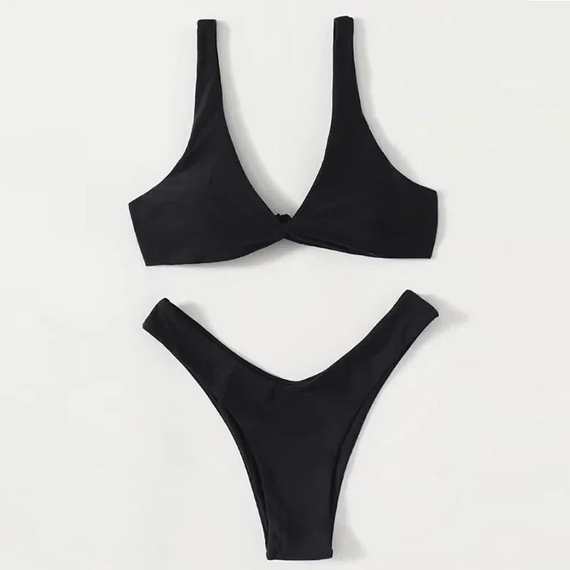 Sexy Micro Bikini Bathing Suit Women Solid Color Split Bondage Bikini Push Up Summer 2025 New Swimsuit 2 Piece Beachwear Biquini