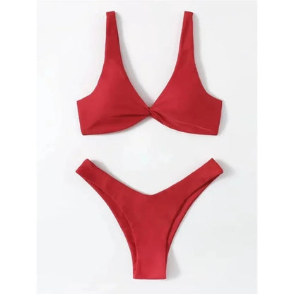 Sexy Micro Bikini Bathing Suit Women Solid Color Split Bondage Bikini Push Up Summer 2025 New Swimsuit 2 Piece Beachwear Biquini