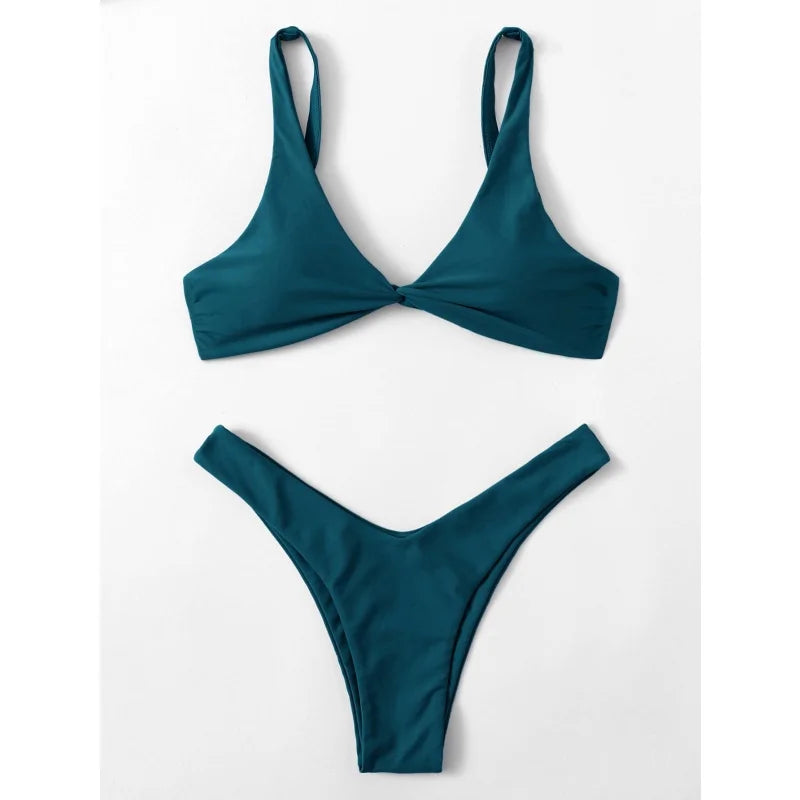 Sexy Micro Bikini Bathing Suit Women Solid Color Split Bondage Bikini Push Up Summer 2025 New Swimsuit 2 Piece Beachwear Biquini