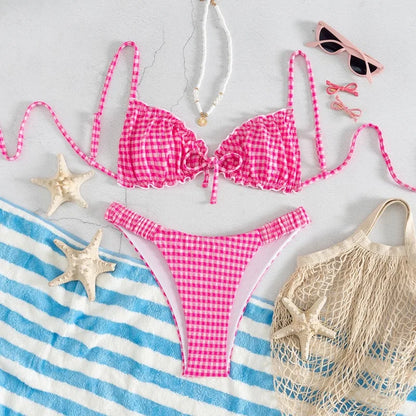 Plaid Print Two Piece Bikini Set