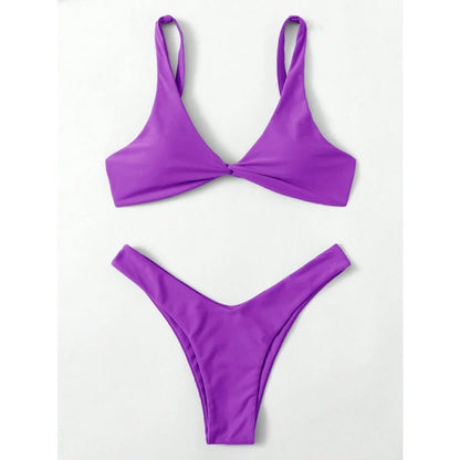 Sexy Micro Bikini Bathing Suit Women Solid Color Split Bondage Bikini Push Up Summer 2025 New Swimsuit 2 Piece Beachwear Biquini