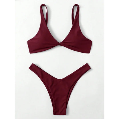 Sexy Micro Bikini Bathing Suit Women Solid Color Split Bondage Bikini Push Up Summer 2025 New Swimsuit 2 Piece Beachwear Biquini