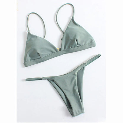 Solid Triangle Micro Bikini Set