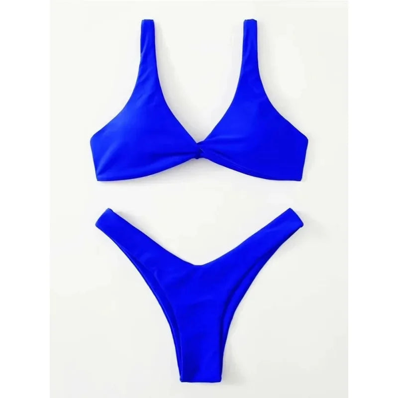 Sexy Micro Bikini Bathing Suit Women Solid Color Split Bondage Bikini Push Up Summer 2025 New Swimsuit 2 Piece Beachwear Biquini