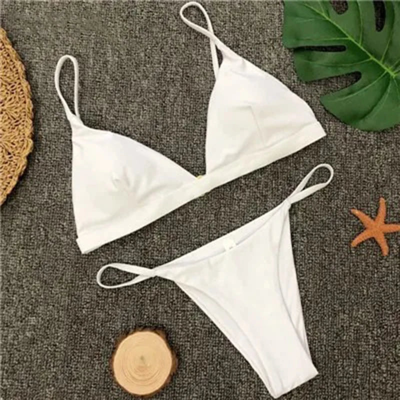 Solid Triangle Micro Bikini Set