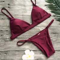 Solid Triangle Micro Bikini Set