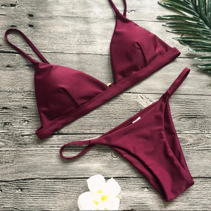 Solid Triangle Micro Bikini Set